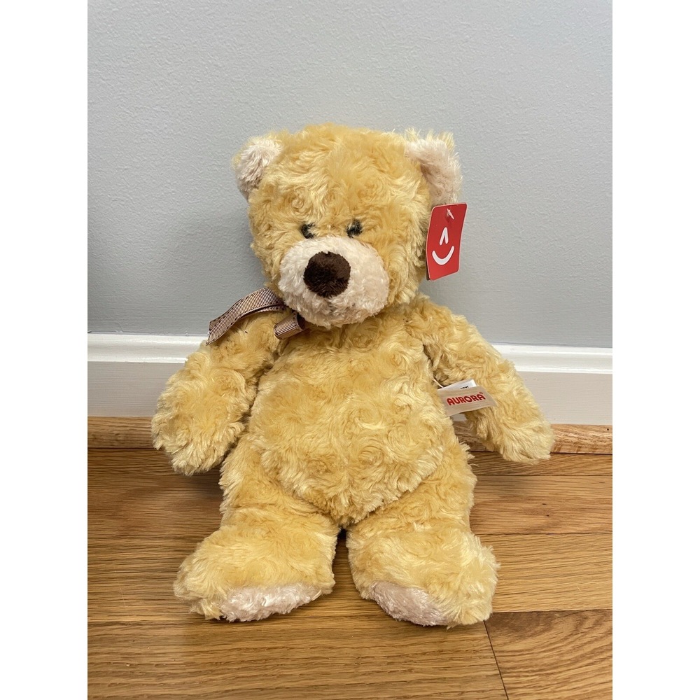 Aurora bear plush brown eco friendly stuffed animal Puddin Bear NWT Tags 12"